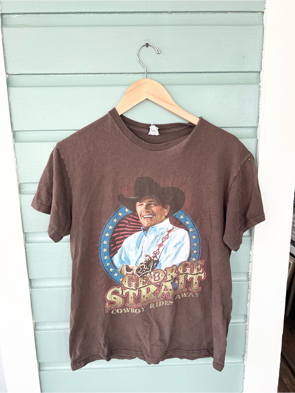 George strait cowboy rides away tour t shirt brown 100% cotton unisex medium